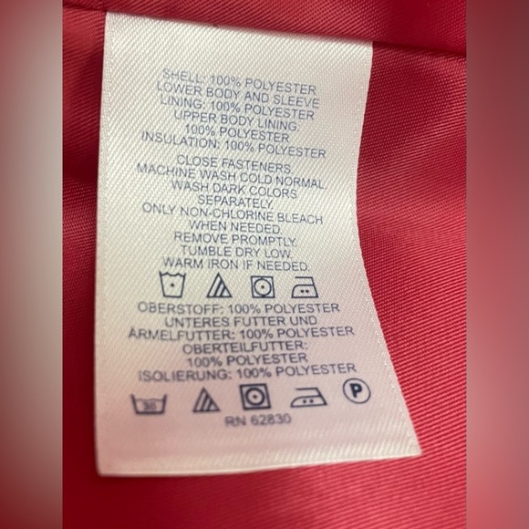 Lands End women’s high / mock neck pink fleece lined quilted short jacket;size S - Picture 6 of 8